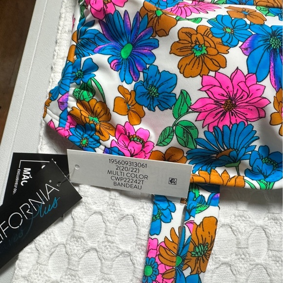 California Waves 2 Piece Padded Tankini Swimsuit Multi-way Straps High Rise NWT - Picture 13 of 15